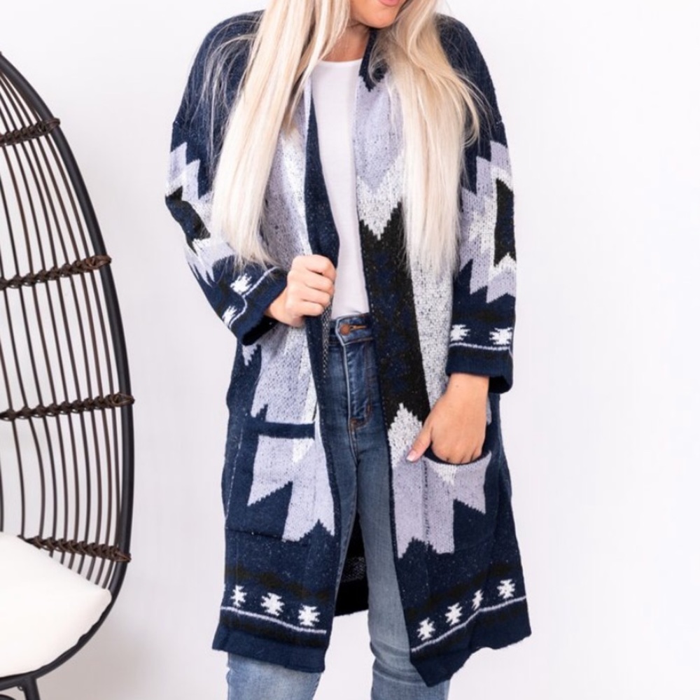Native Aztec Tribal Western Yellowstone Cardigan - Picture 4 of 5